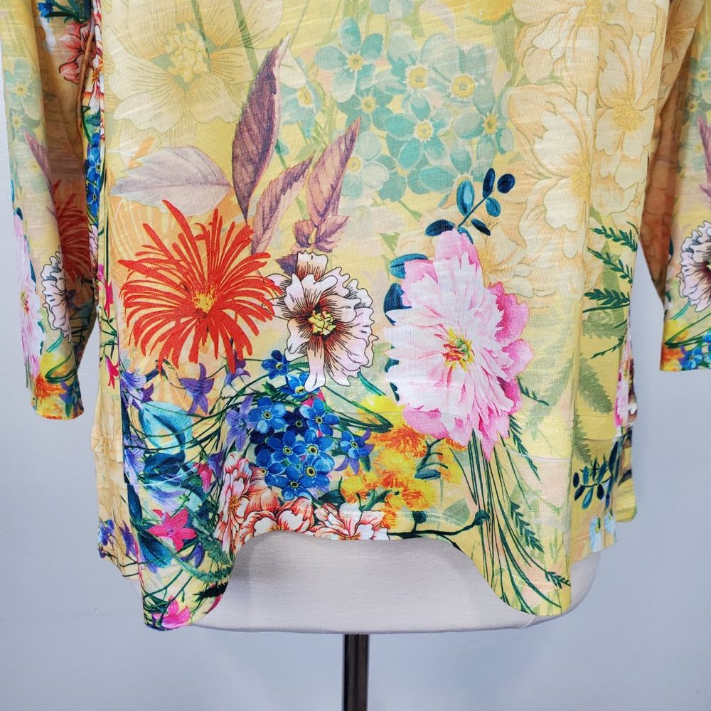 Concepts Beautiful Cheerful Garden Floral Bling V-Neck Top, NWOT, Size L (12-14) - Picture 6 of 16